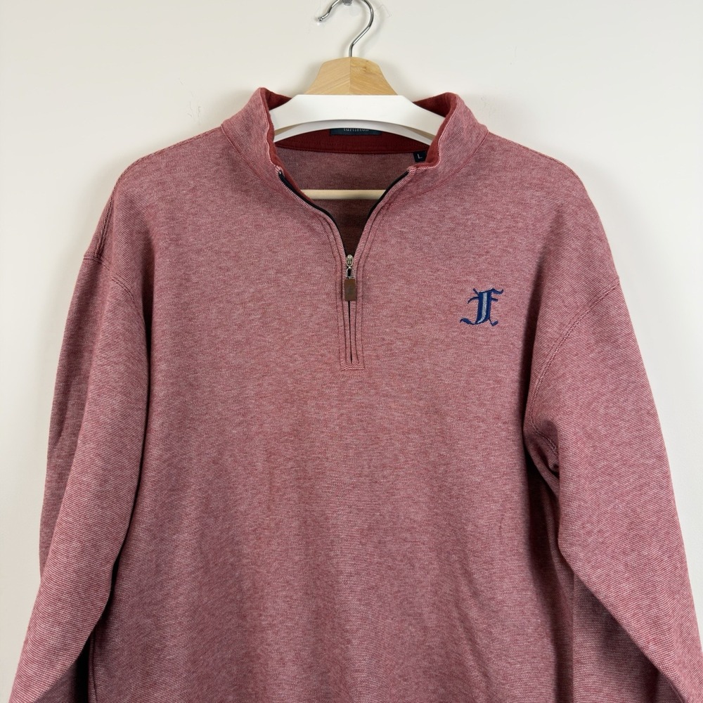 Turtleson Quarter Zip Pullover Mens Large Red 100% Cotton Sweater Golf Mock Neck
